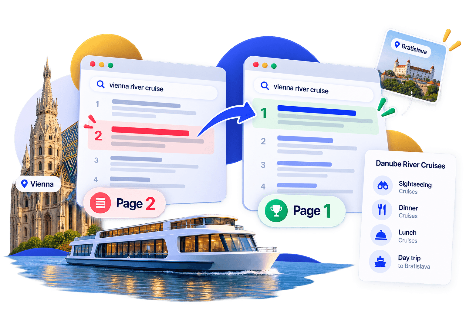 Illustration for the Vienna Cruises SEO and conversion audit.